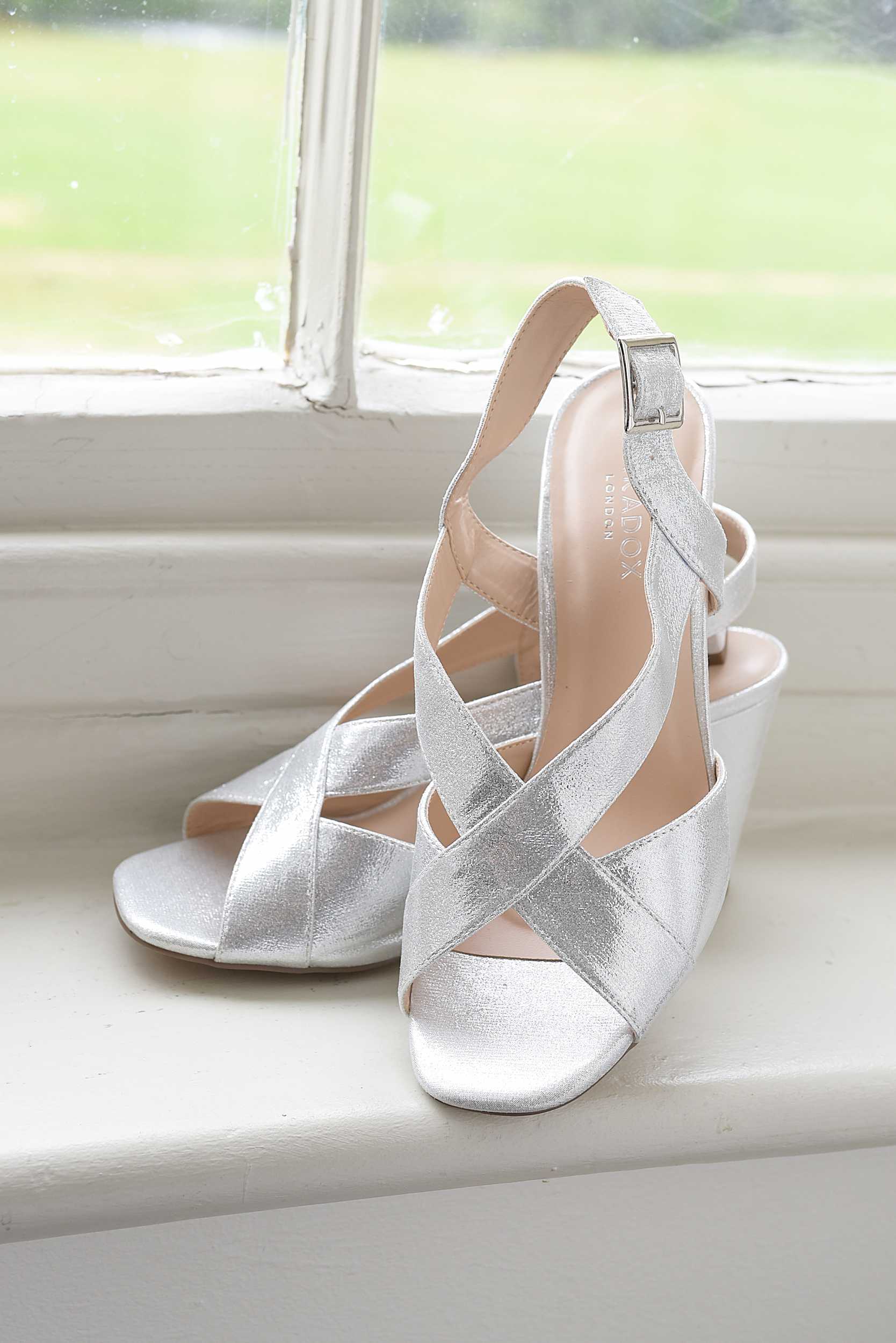 silver wedding shoes by wedding photographer berkshire